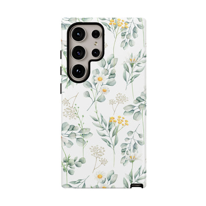Watercolor Eucalyptus Branches and Daisy Tough Phone Case