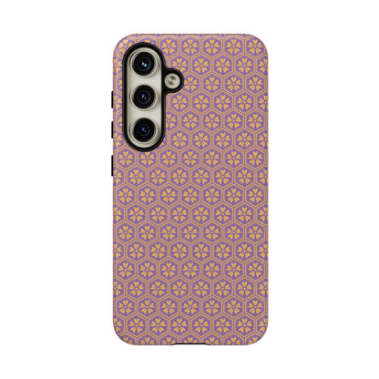 Vibrant Purple & Orange Floral Hexagon Tough Phone Case