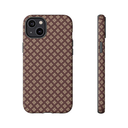 Earthy Brown & Beige Floral Tough Phone Case