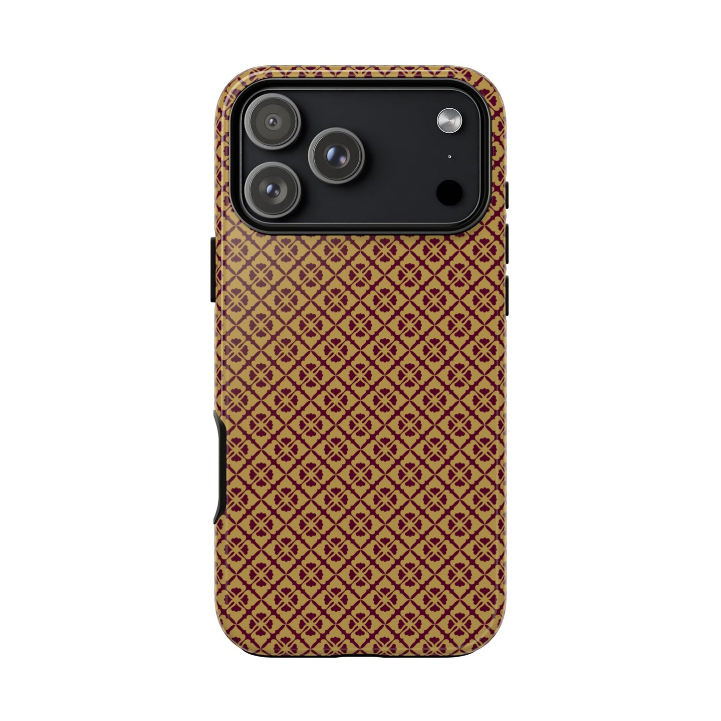 Elegant Burgundy & Gold Interlocking Geometric Tough Phone Case