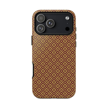 Elegant Burgundy & Gold Interlocking Geometric Tough Phone Case