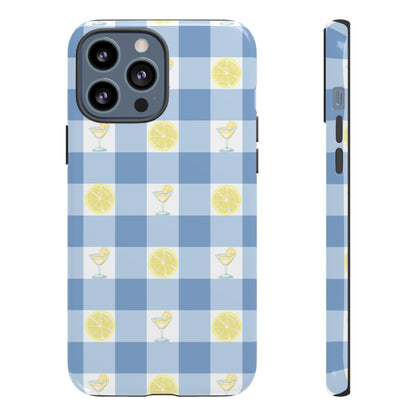 Summer Chic Lemon & Lemonade Aesthetic Gingham Plaid Tough Phone Case