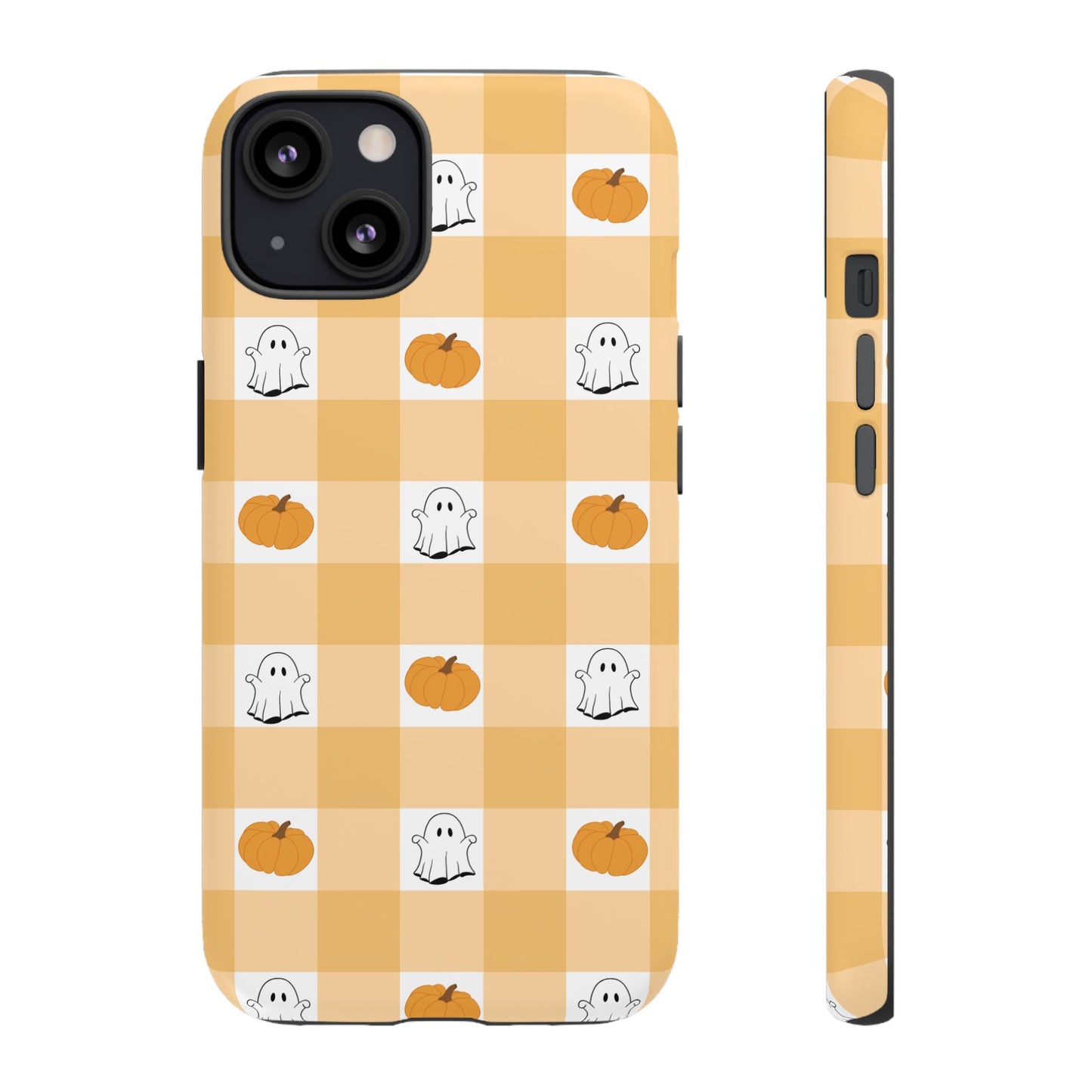 Halloween Ghost And Pumpkin Gingham Plaid Tough Phone Case