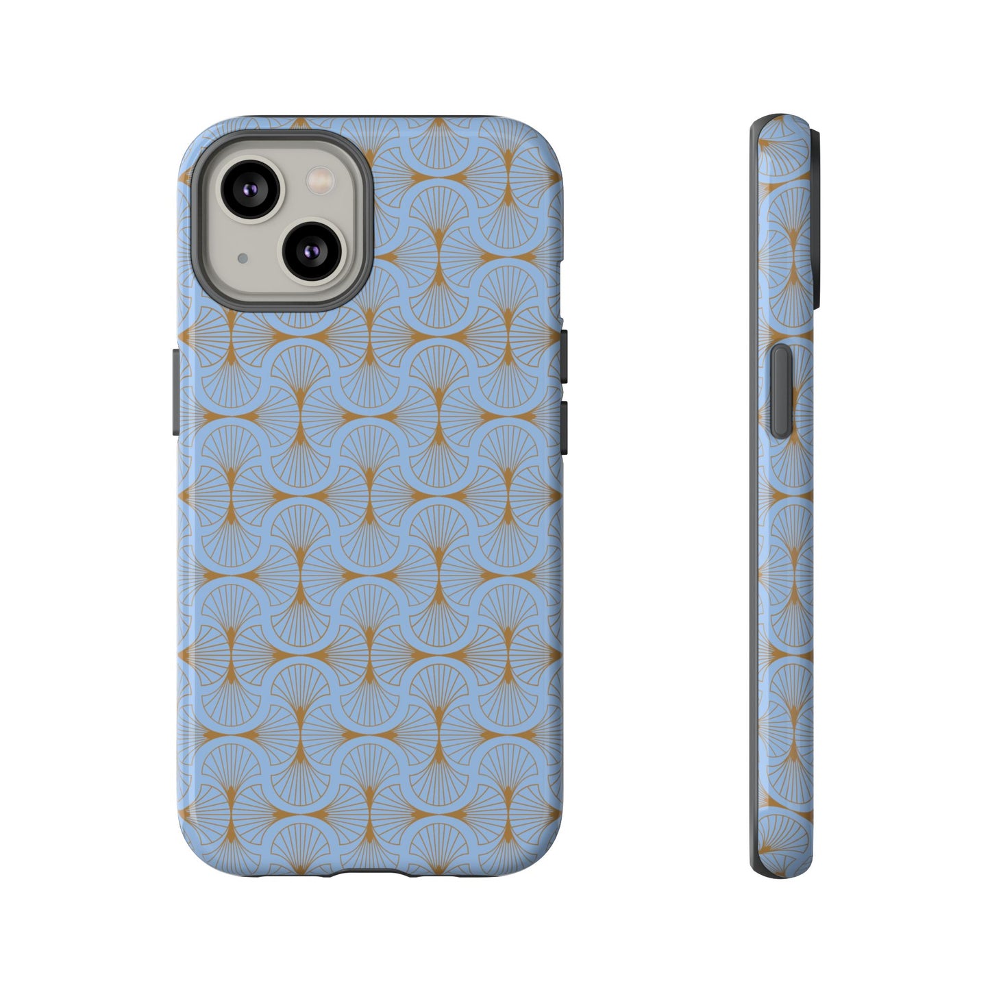 Tranquil Blue & Gold Fan Pattern Tough Phone Case