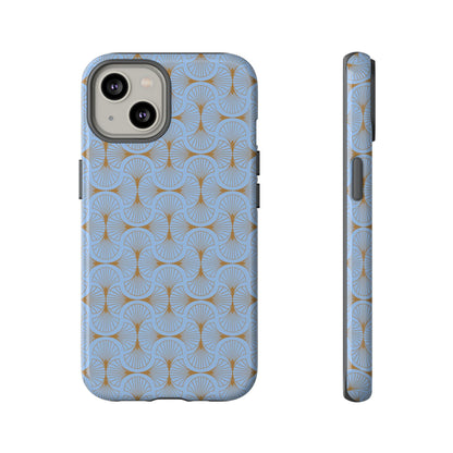 Tranquil Blue & Gold Fan Pattern Tough Phone Case