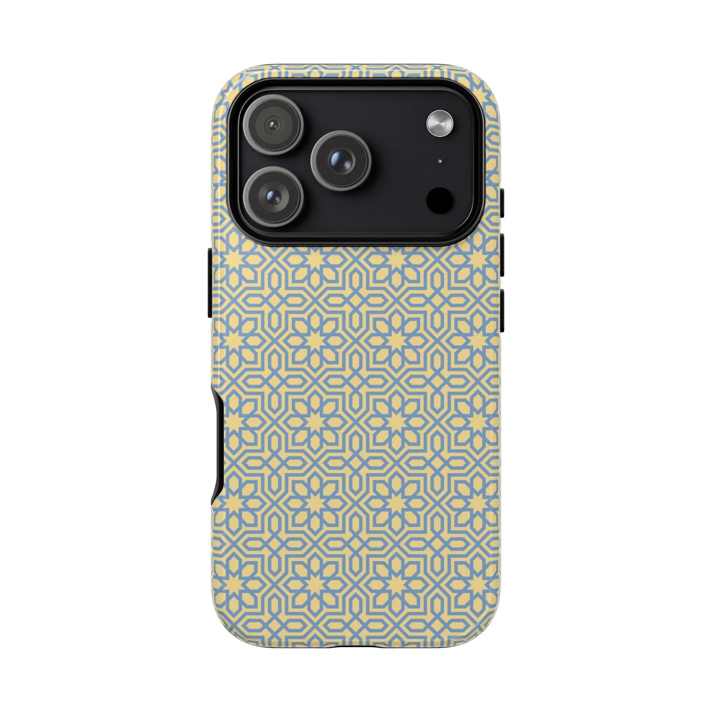 Pastel Yellow & Blue Floral Geometric Tough Phone Case