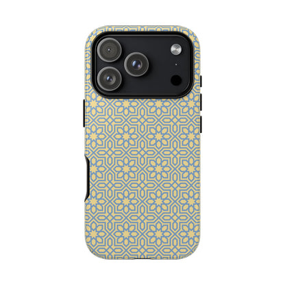 Pastel Yellow & Blue Floral Geometric Tough Phone Case
