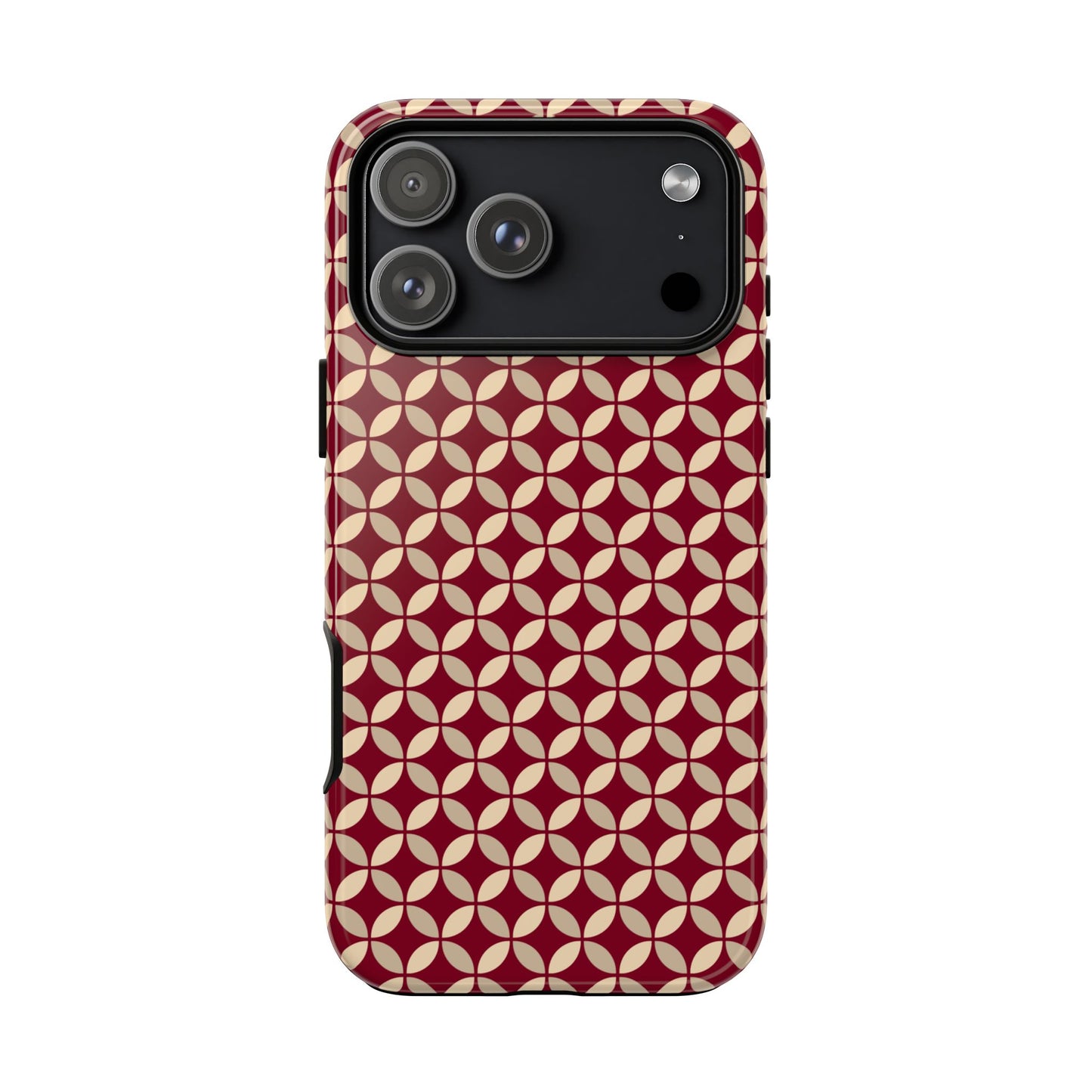 Vintage Geometric Red & Beige Interlocking Pattern Tough Phone Case
