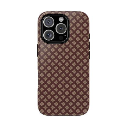 Earthy Brown & Beige Floral Tough Phone Case