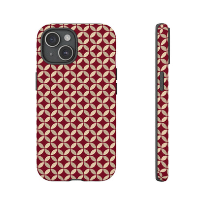 Vintage Geometric Red & Beige Interlocking Pattern Tough Phone Case