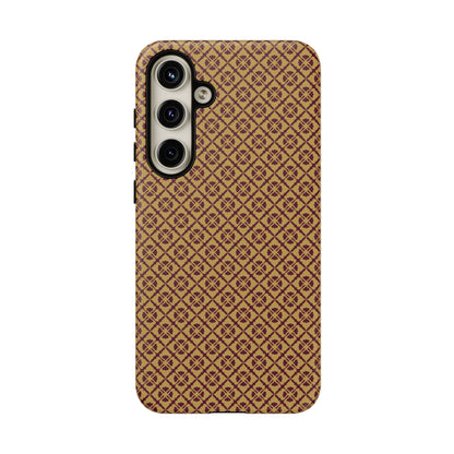 Elegant Burgundy & Gold Interlocking Geometric Tough Phone Case