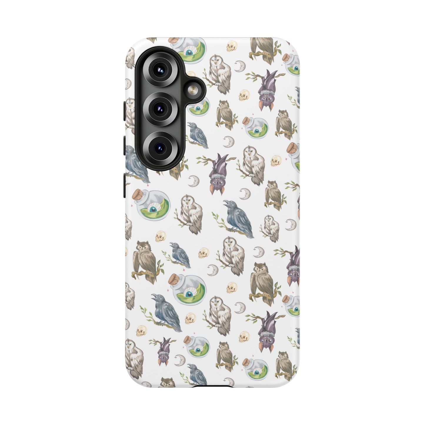 Whimsical Owl Crow Bat Eyeball Tough Phone Case