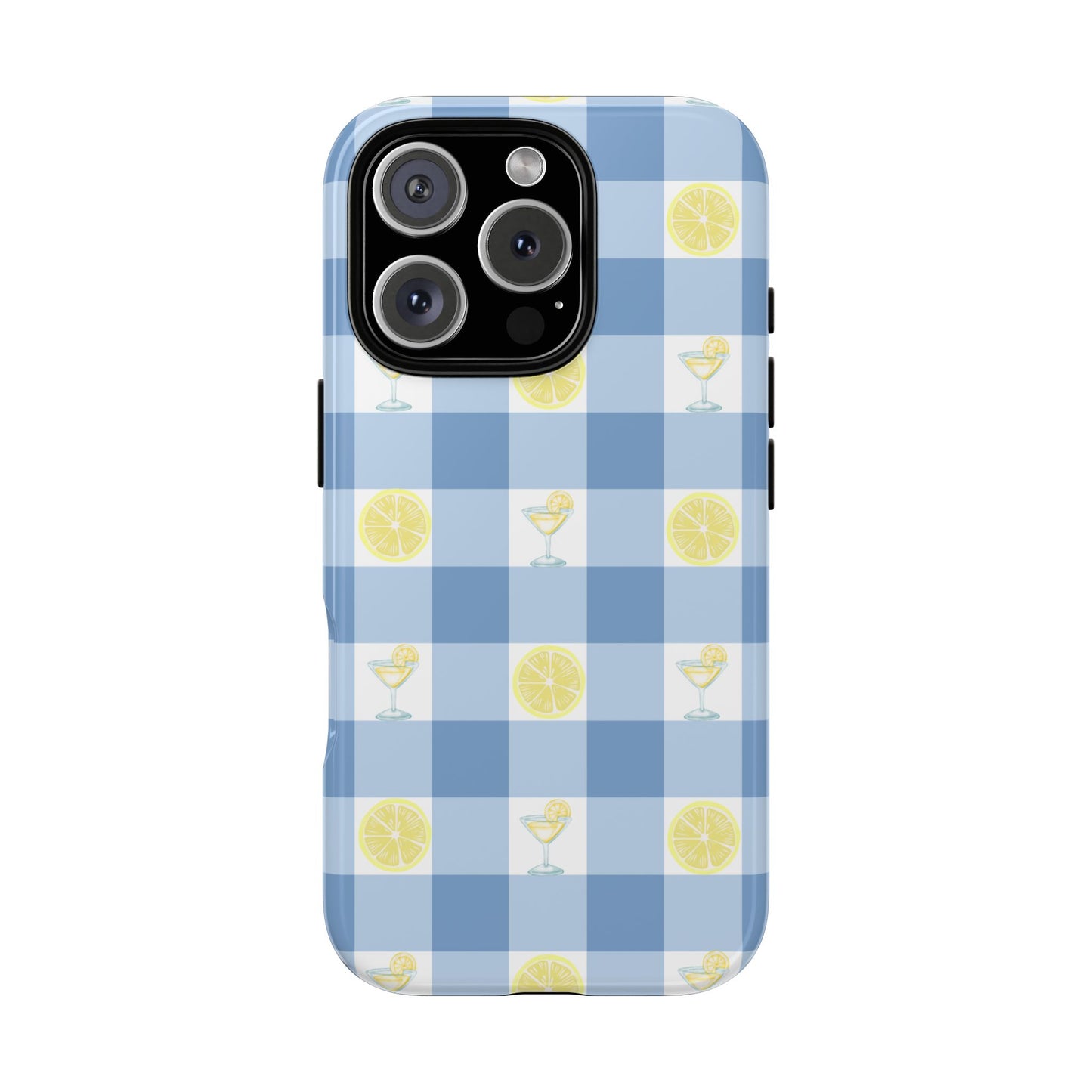 Summer Chic Lemon & Lemonade Aesthetic Gingham Plaid Tough Phone Case