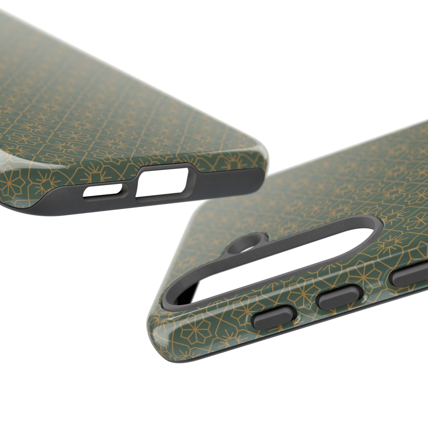 Opulent Dark Green & Gold Vintage Floral Tough Phone Case