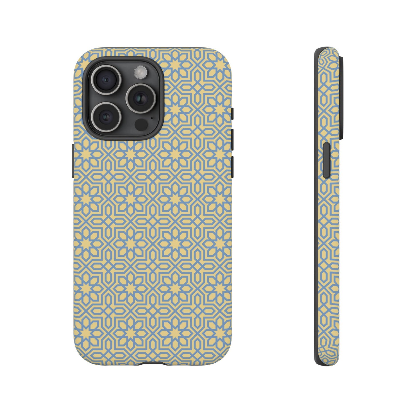 Pastel Yellow & Blue Floral Geometric Tough Phone Case