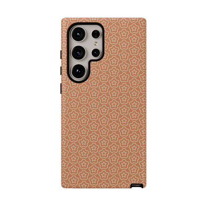 Brown With Light Orange Floral Pattern Tough Phone Case