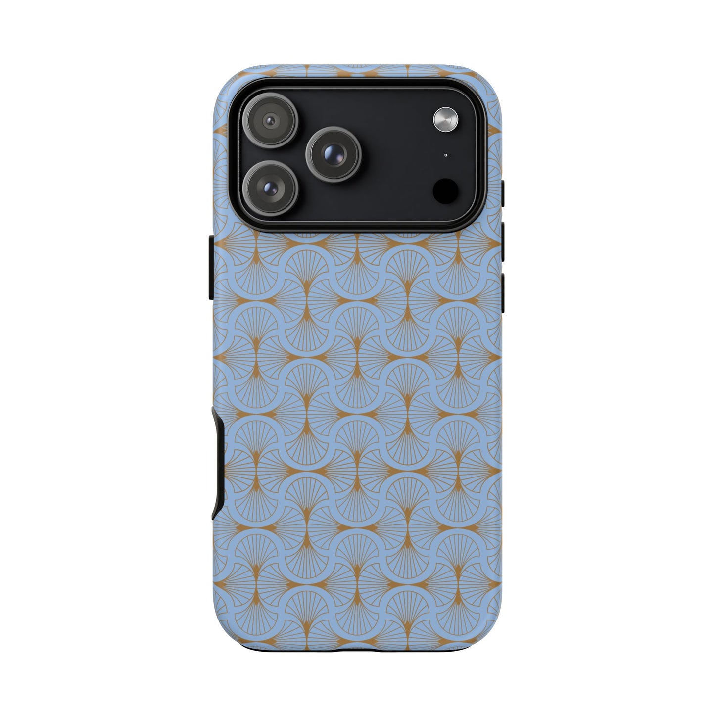 Tranquil Blue & Gold Fan Pattern Tough Phone Case