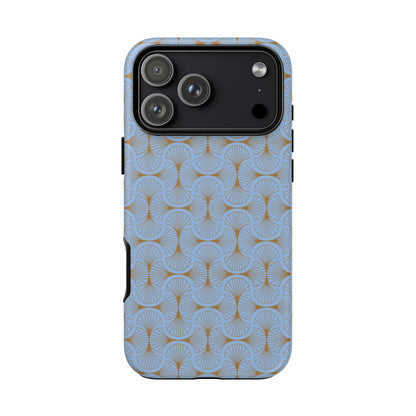 Tranquil Blue & Gold Fan Pattern Tough Phone Case