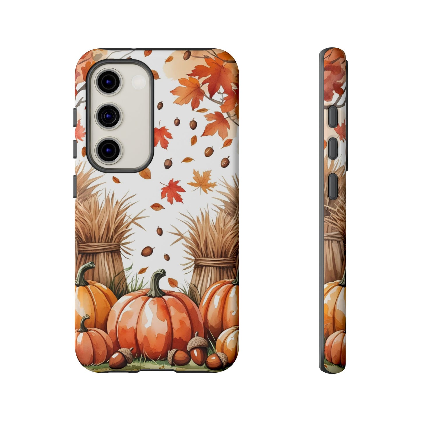 Fall Dry Straw & Pumpkin Tough Phone Case