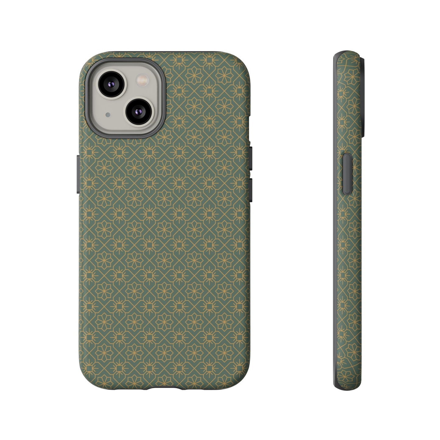 Opulent Dark Green & Gold Vintage Floral Tough Phone Case