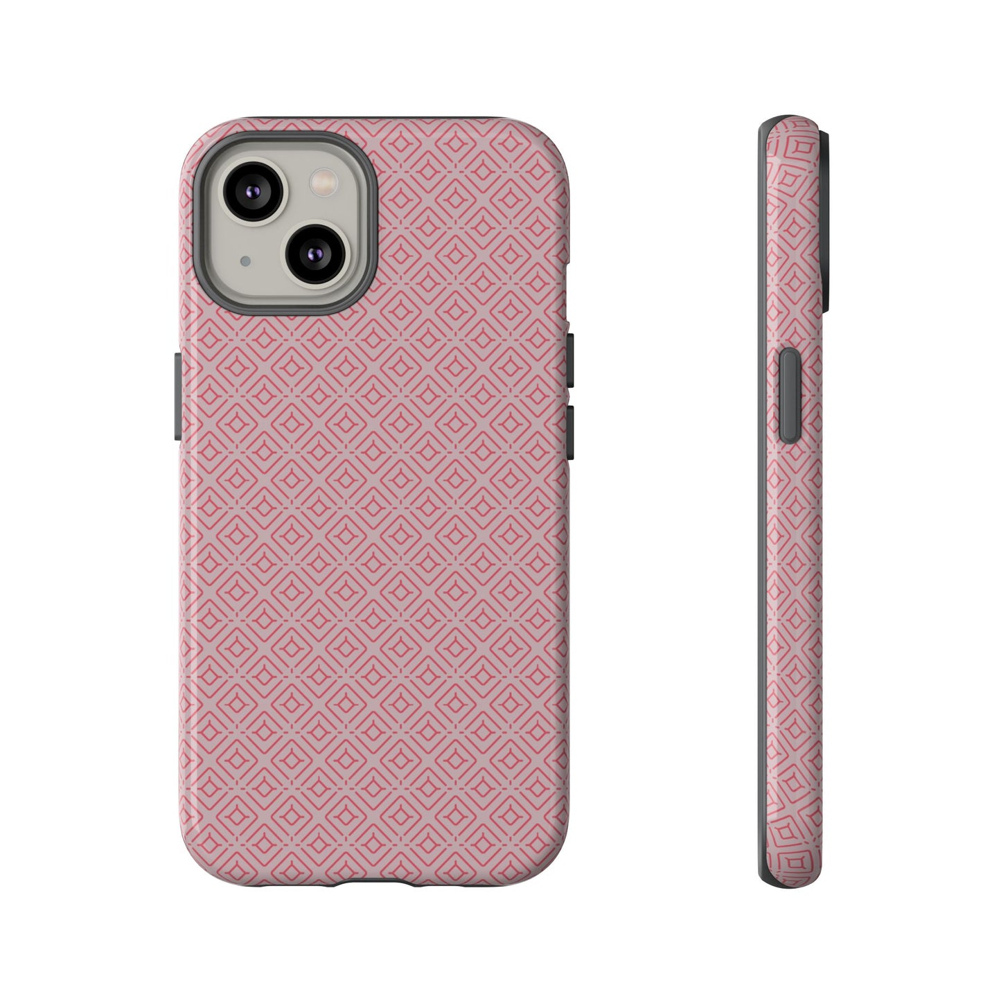 Minimalist Pink Geometric Diamond Tough Phone Case