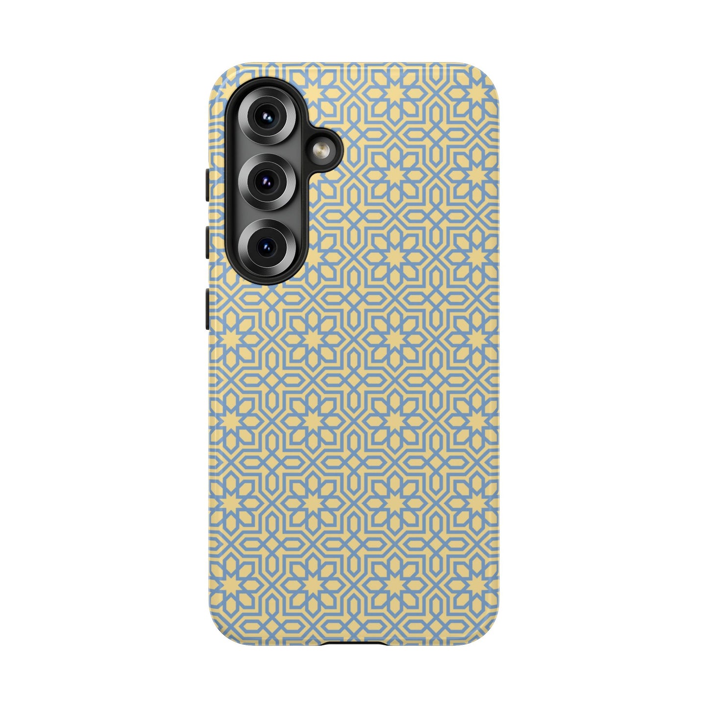 Pastel Yellow & Blue Floral Geometric Tough Phone Case