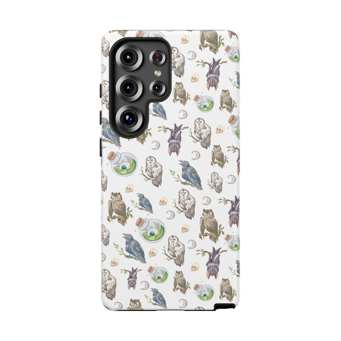 Whimsical Owl Crow Bat Eyeball Tough Phone Case