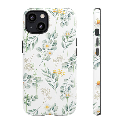Watercolor Eucalyptus Branches and Daisy Tough Phone Case
