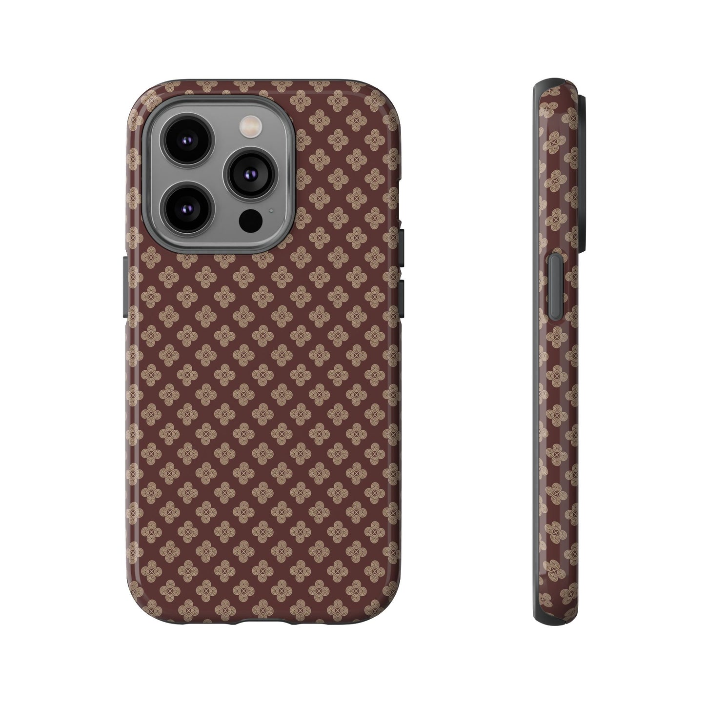 Earthy Brown & Beige Floral Tough Phone Case