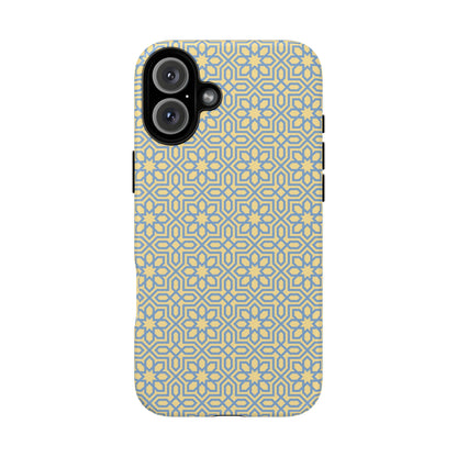 Pastel Yellow & Blue Floral Geometric Tough Phone Case