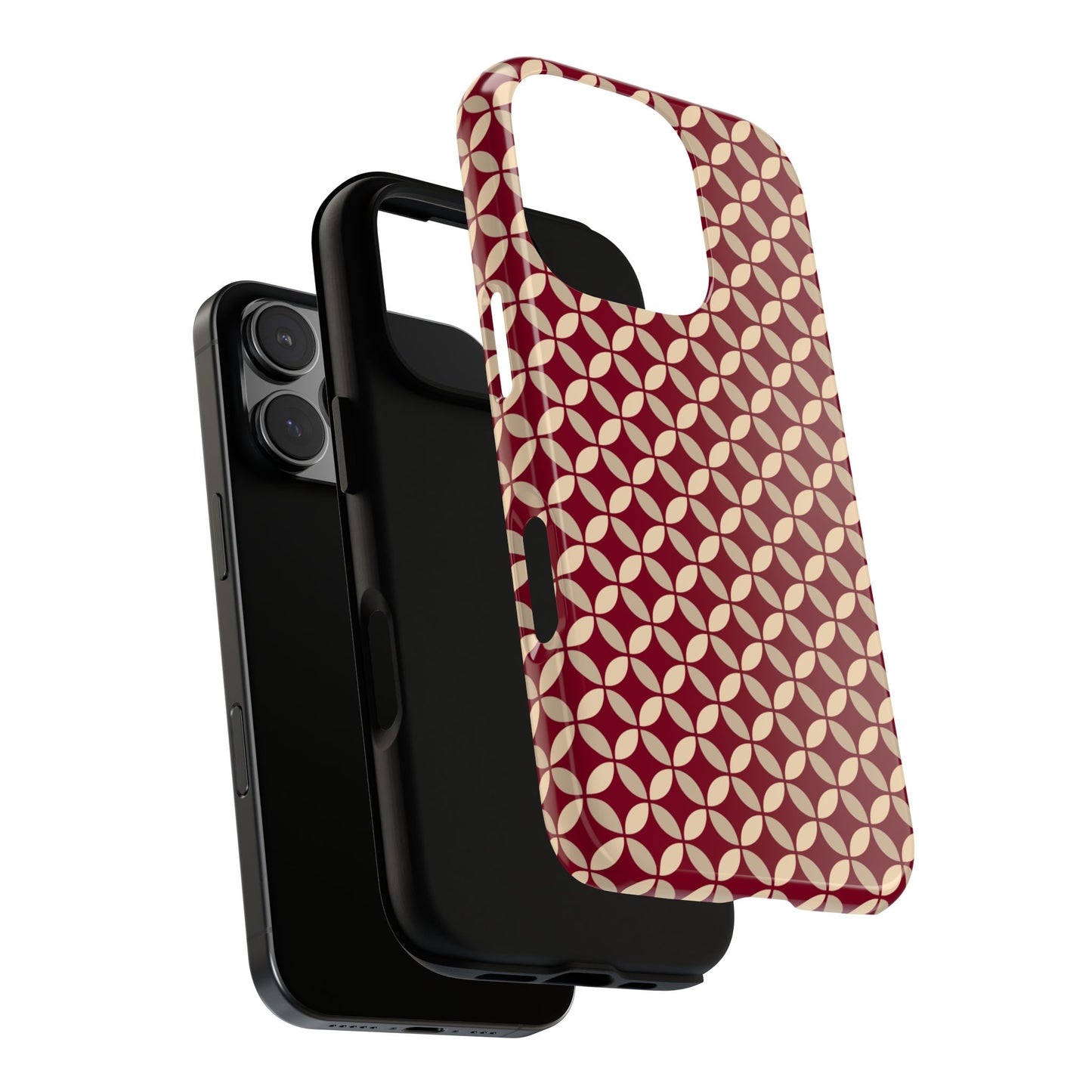 Vintage Geometric Red & Beige Interlocking Pattern Tough Phone Case