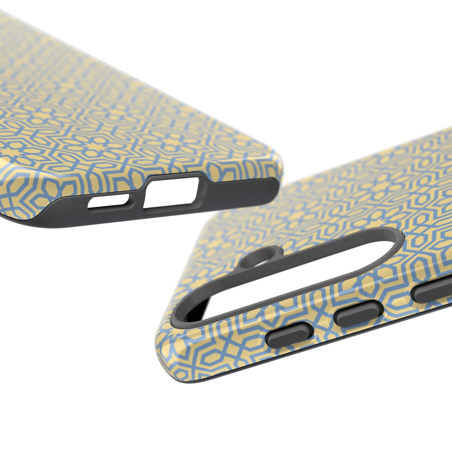 Pastel Yellow & Blue Floral Geometric Tough Phone Case