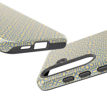 Pastel Yellow & Blue Floral Geometric Tough Phone Case