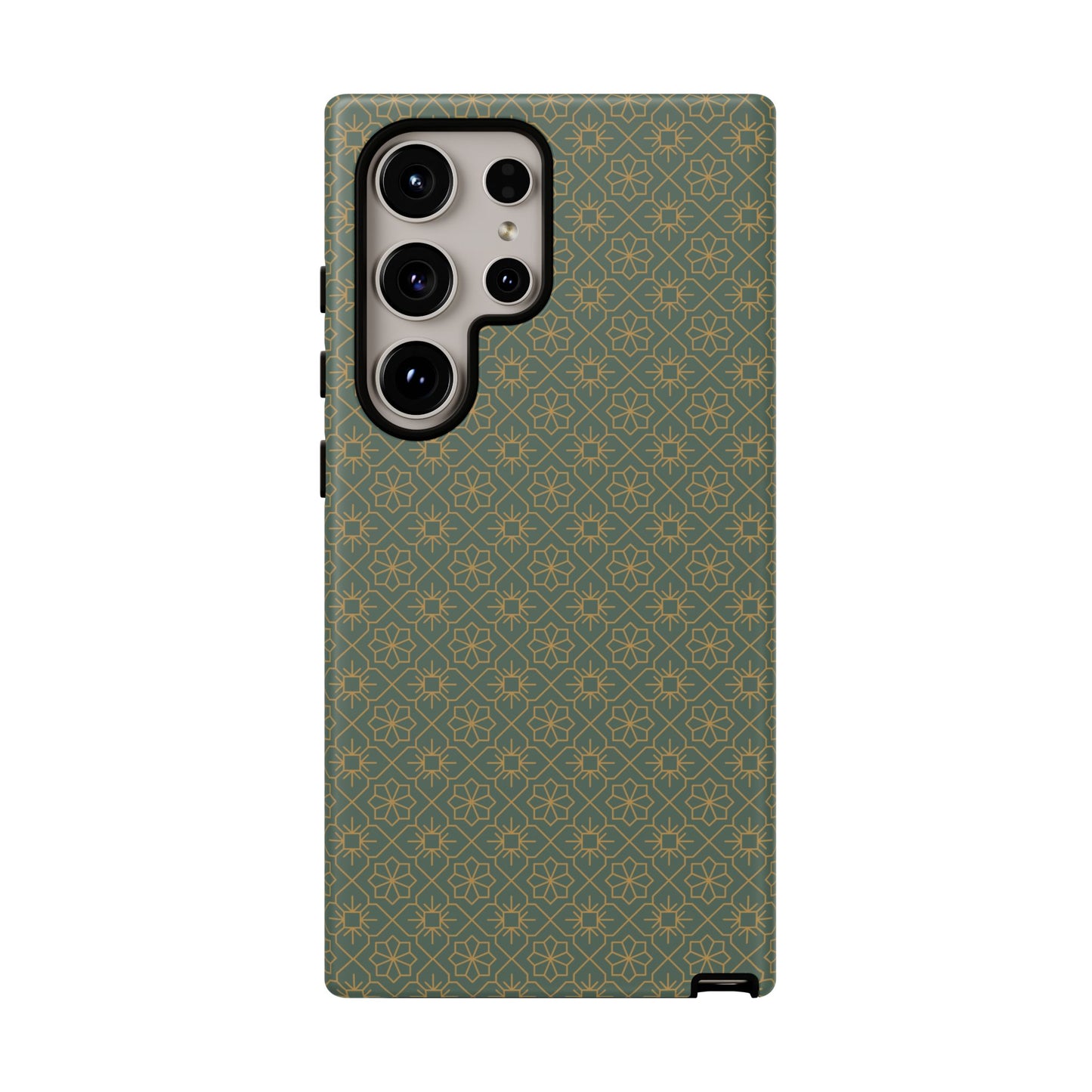 Opulent Dark Green & Gold Vintage Floral Tough Phone Case