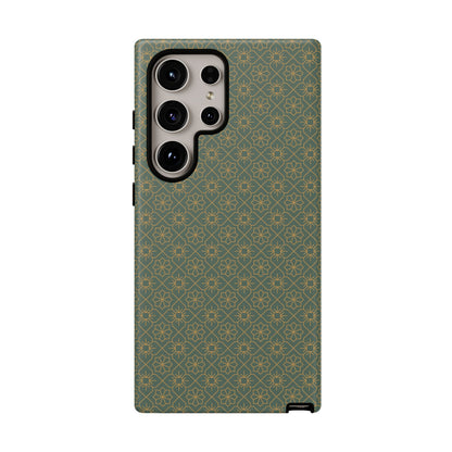 Opulent Dark Green & Gold Vintage Floral Tough Phone Case