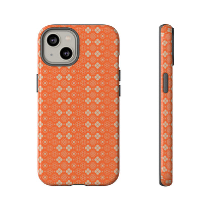 Warm Orange & Beige Japanese Vintage Floral Pattern Tough Phone Case