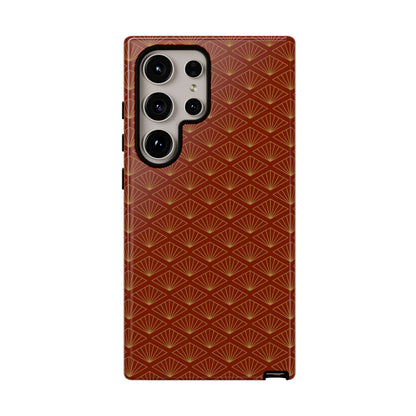 Vintage Brown & Gold Geometric Pattern Tough Phone Case
