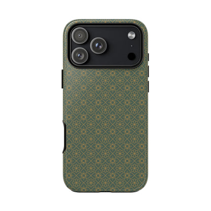 Opulent Dark Green & Gold Vintage Floral Tough Phone Case