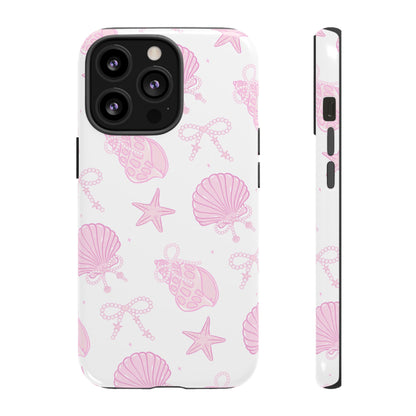 Pink Shell Bow Phone Case, Cute Ocean Inspired Case, Beach Lover Aesthetic Phone Cover, Summer Accessories