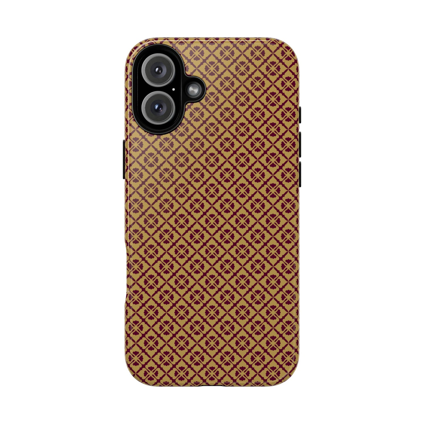 Elegant Burgundy & Gold Interlocking Geometric Tough Phone Case