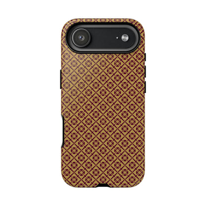 Elegant Burgundy & Gold Interlocking Geometric Tough Phone Case