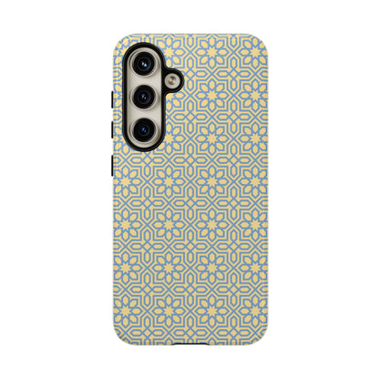 Pastel Yellow & Blue Floral Geometric Tough Phone Case