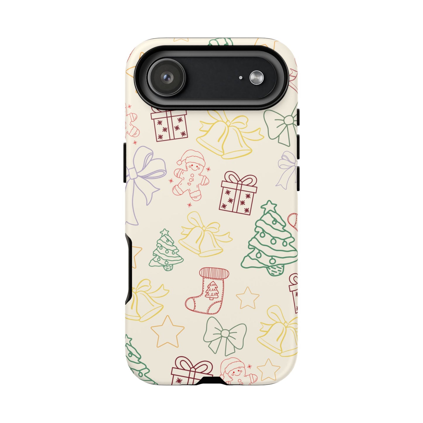 Minimal Christmas Holiday Outline Tough Phone Case