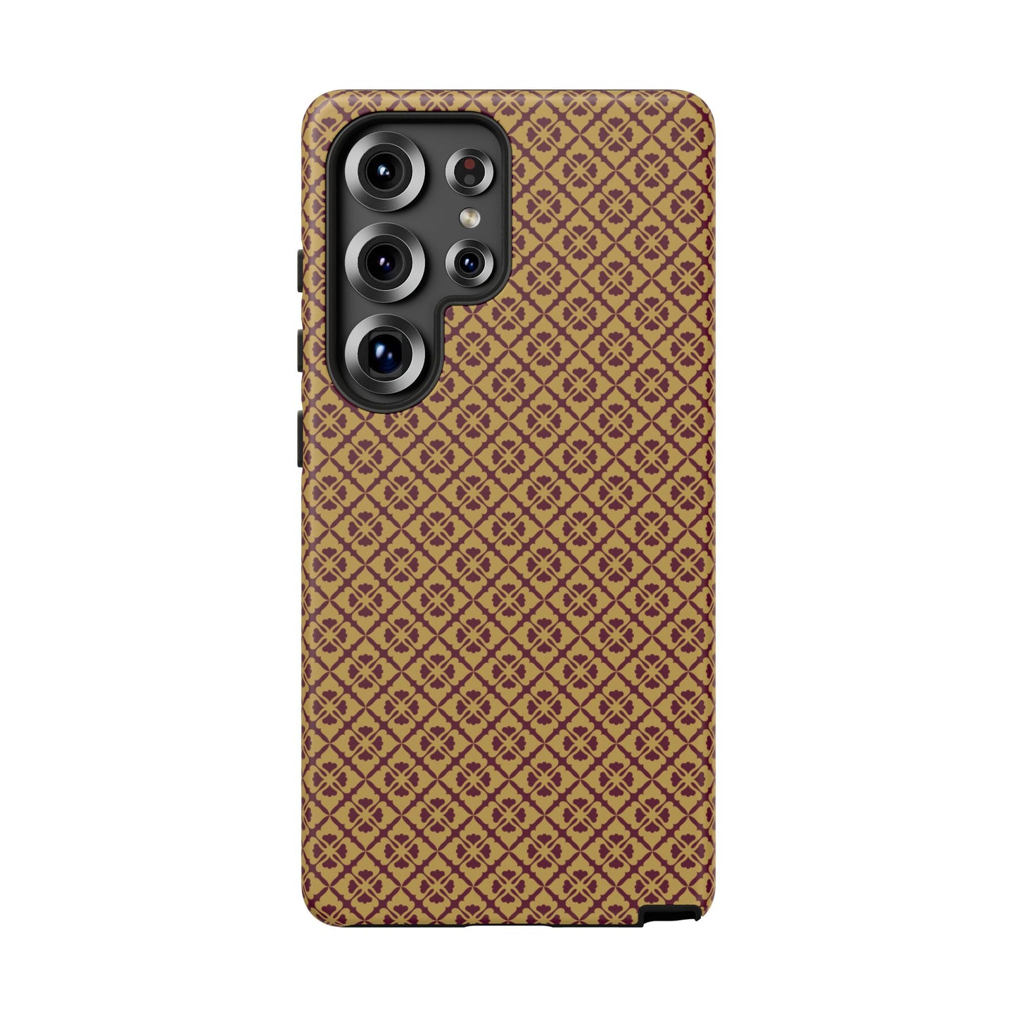 Elegant Burgundy & Gold Interlocking Geometric Tough Phone Case