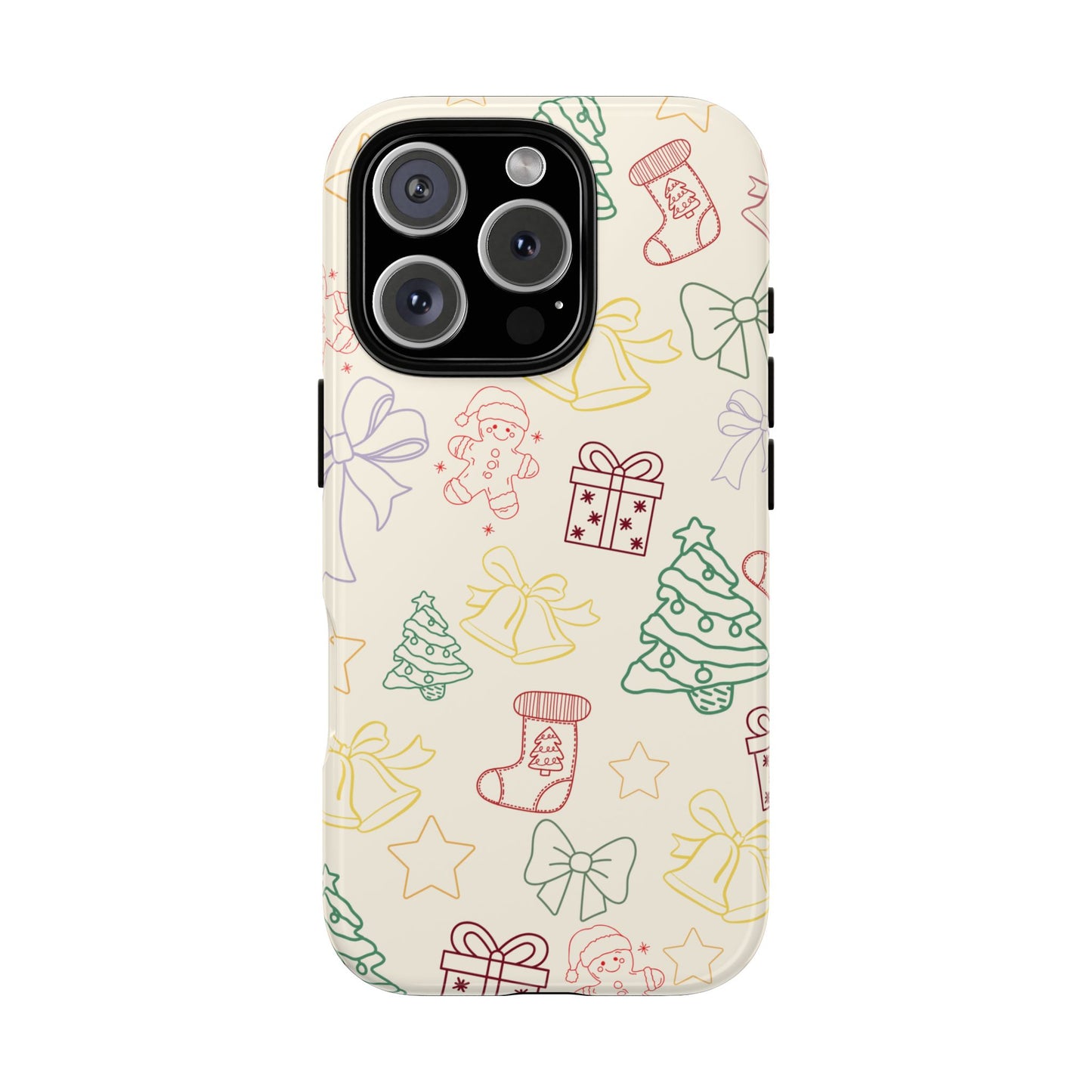 Minimal Christmas Holiday Outline Tough Phone Case