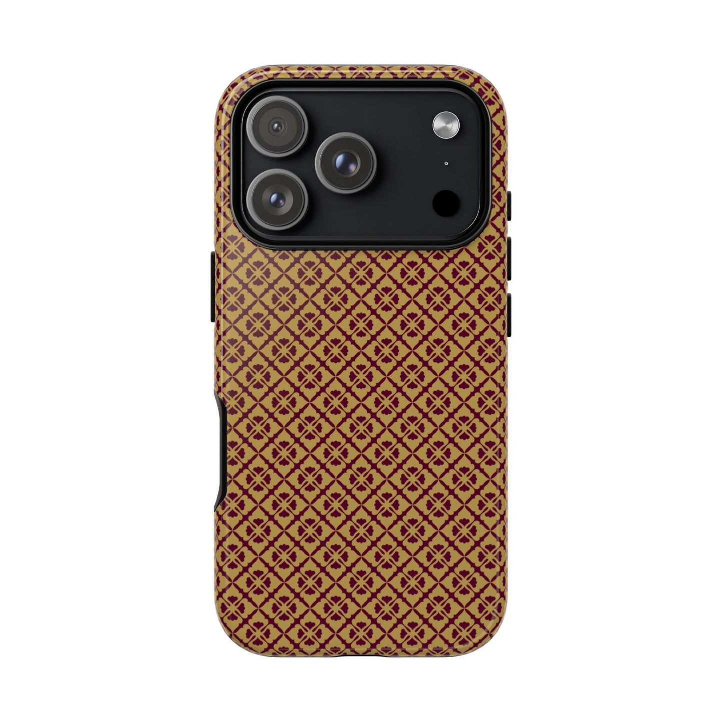Elegant Burgundy & Gold Interlocking Geometric Tough Phone Case