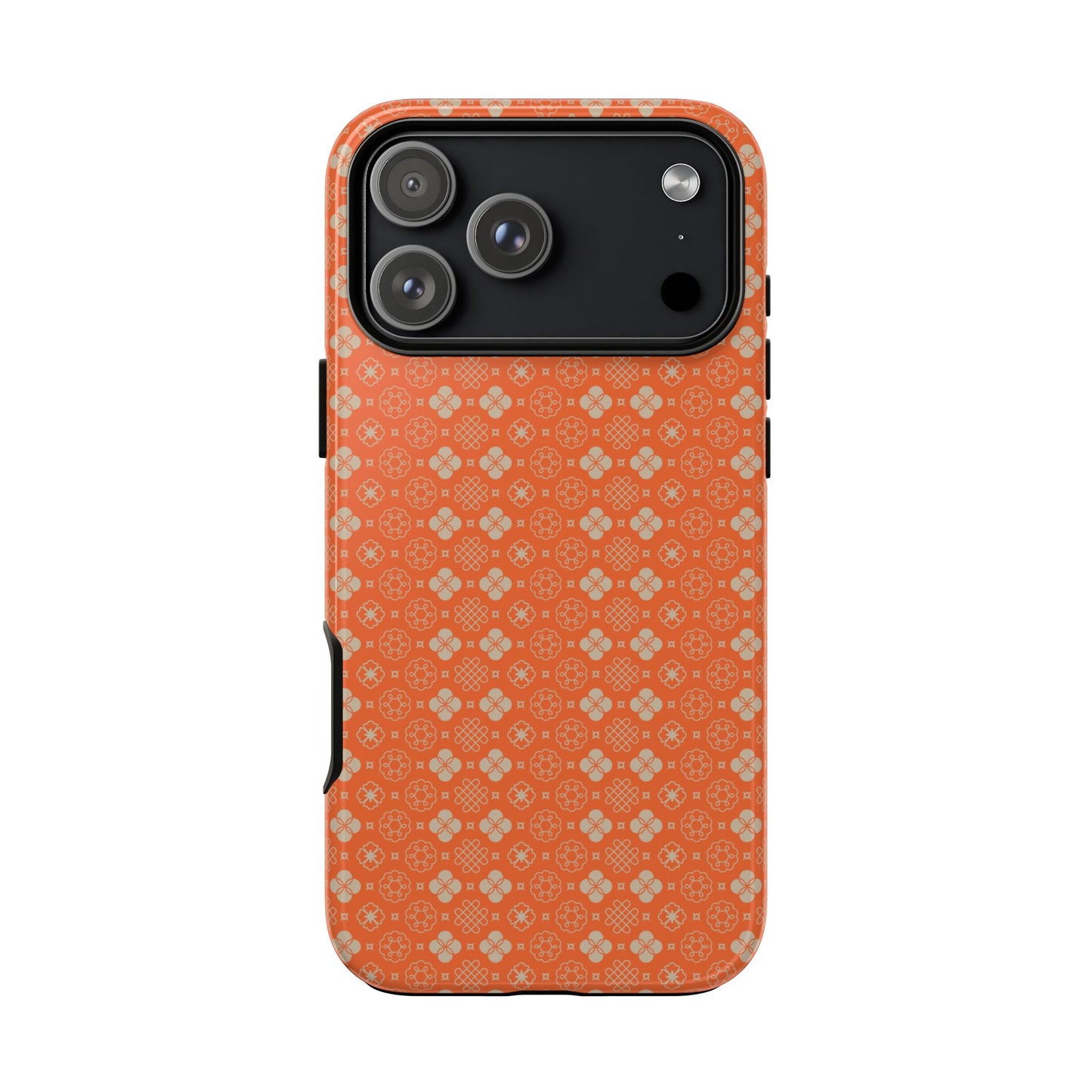 Warm Orange & Beige Japanese Vintage Floral Pattern Tough Phone Case