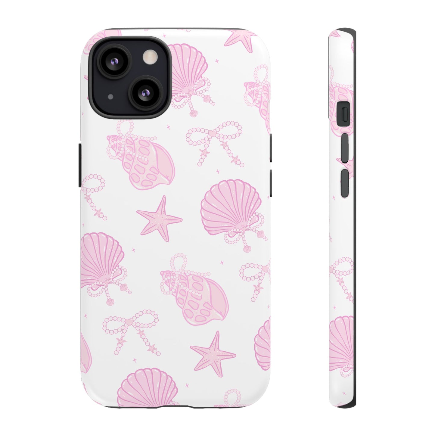 Pink Shell Bow Phone Case, Cute Ocean Inspired Case, Beach Lover Aesthetic Phone Cover, Summer Accessories