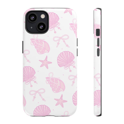 Pink Shell Bow Phone Case, Cute Ocean Inspired Case, Beach Lover Aesthetic Phone Cover, Summer Accessories