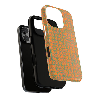 Edgy Green & Orange Vintage Pattern Tough Phone Case